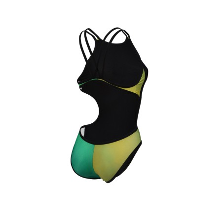 Arena W Swimsuit one double cross-back black green/multi F32