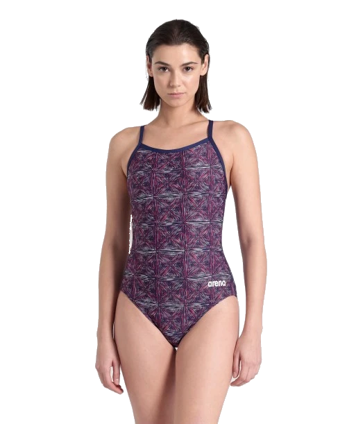 Arena W Swimsuit abstract tiles lightdrop-backnavy/red/blue F36