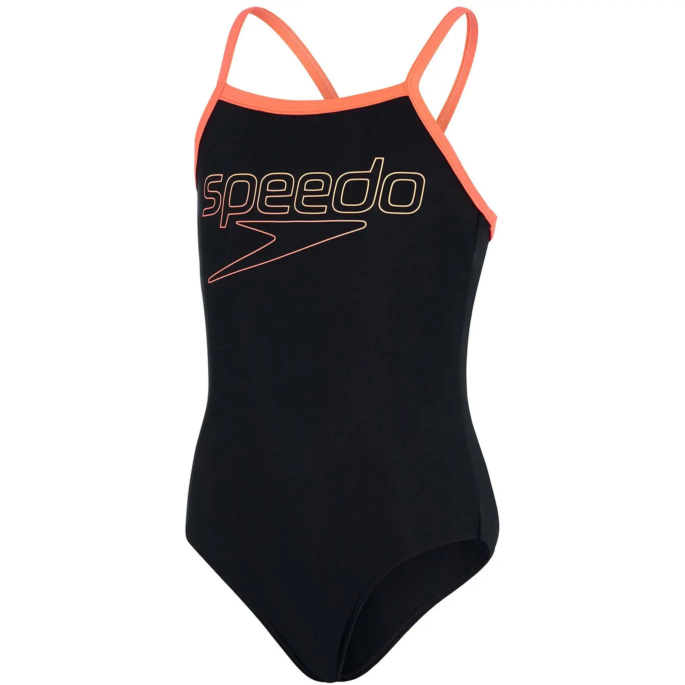 Speedo Swimsuit Boom Logo Thinstrap Muscleback Zwart/Rood 9-10