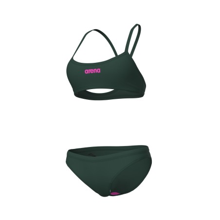 Arena W bikini bandeau solid dark sage/shocking pink F38