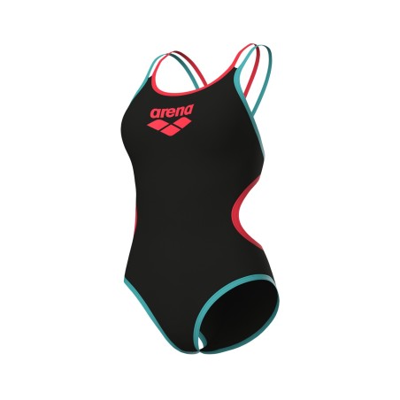 Arena W Swimsuit One Double Cross-back One piece black-bright coral water F36