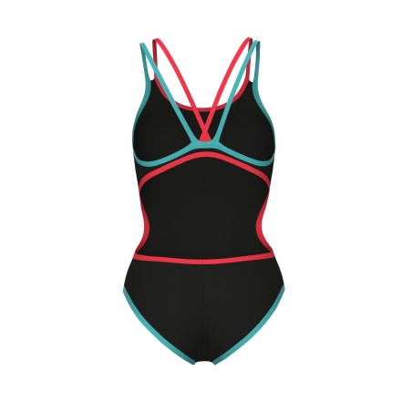 Arena W Swimsuit One Double Cross-back One piece black-bright coral water F36