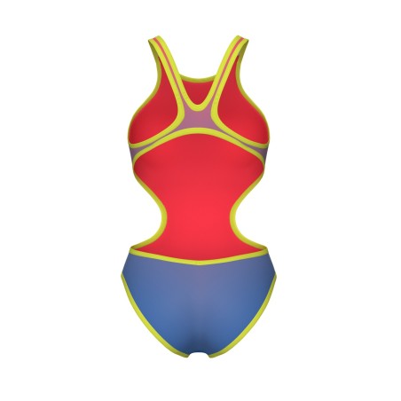 Arena W swimsuit one shaded print tech one back bright coral royal multi-soft green F34