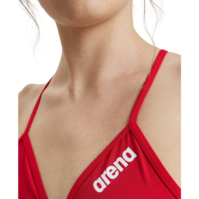 W Team Swim Top Tie Back Solid red-white